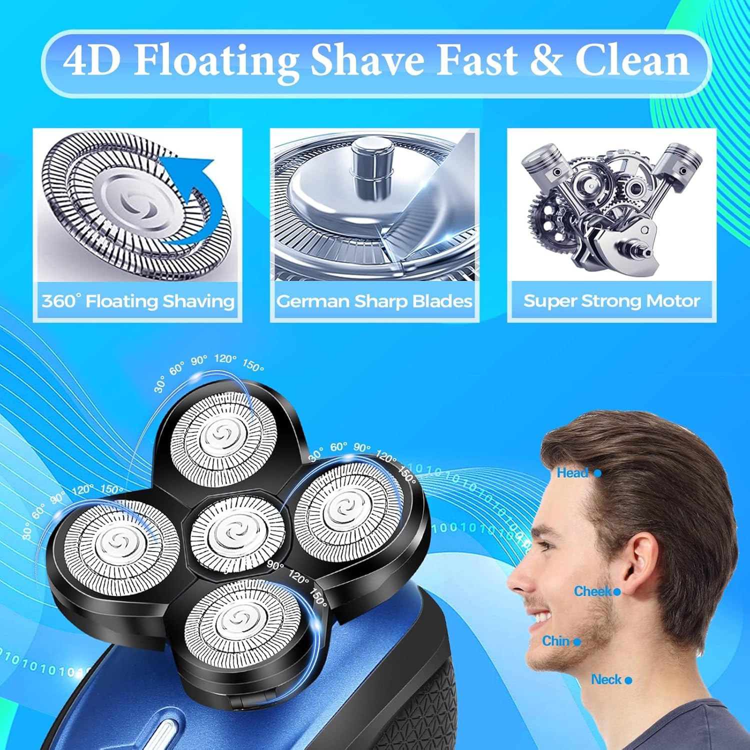 Head Shaver for Bald Men, 5 in 1 Cordless Electric Razor, Waterproof W515557