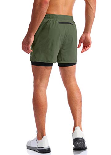 Pudolla Men’s 2 in 1 Running Shorts 5" Quick Dry with Phone Pockets U730