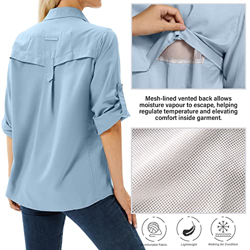 Women's UPF 50 Long Sleeve Sun Protection Safari Shirt A9691