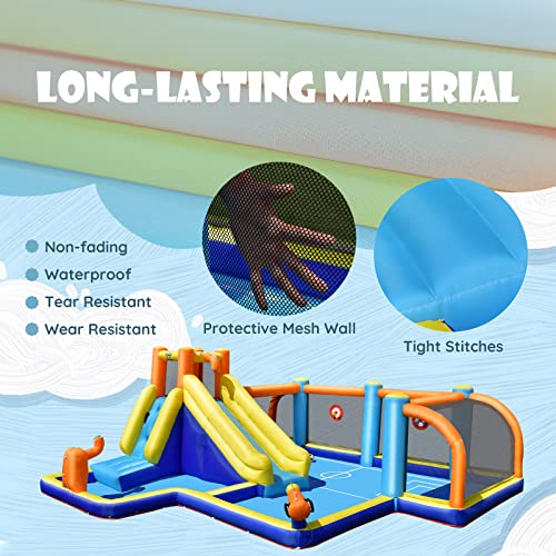 GLACER Inflatable Water Slide with Soccer Zone, Climbing Wall and Carry Bag I3396