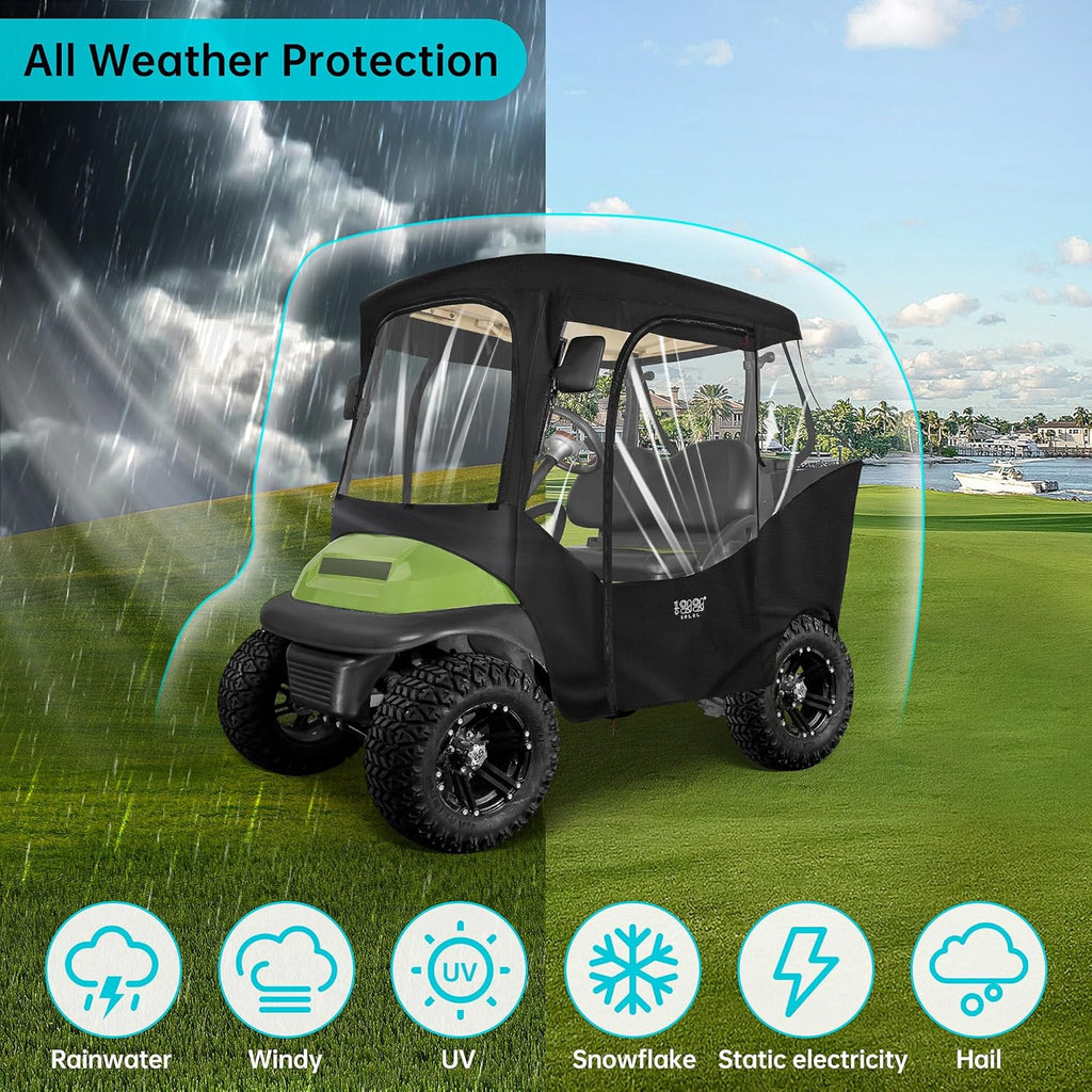 10L0L 2 Passenger Golf Cart Enclosure for Club Car DS & Precedent, Black N2418