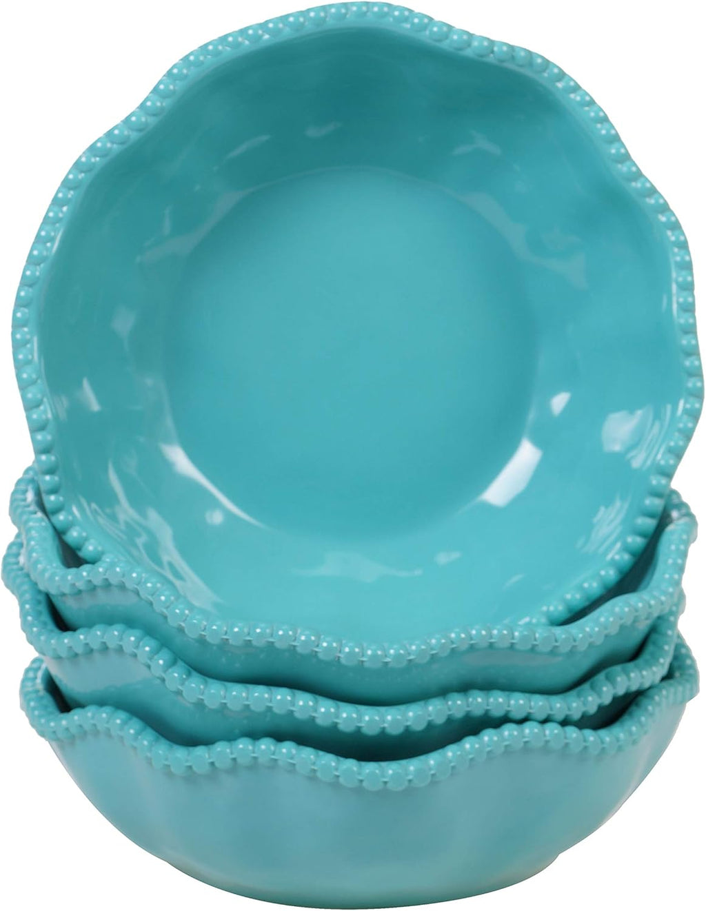 Certified International Teal Perlette Melamine 7.5" All Purpose Bowls, Set of 4
