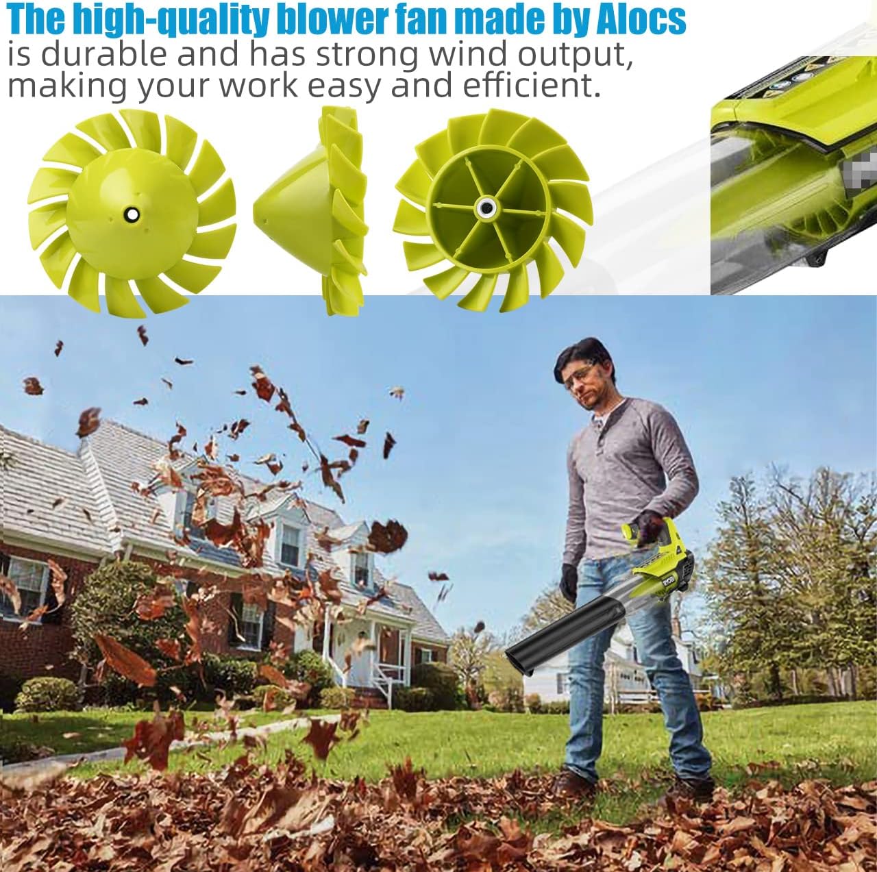 Alocs Blower Fan Replacement for Ryobi 18V One+ Cordless Leaf Blower D91217