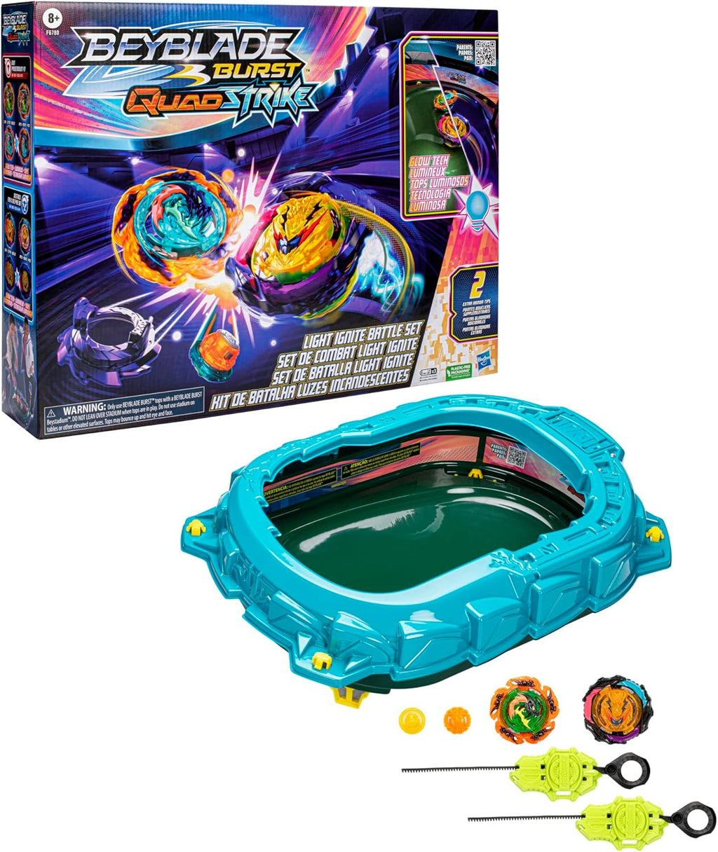 BEYBLADE Burst QuadStrike Light Ignite Battle Set Stadium with 2 Tops and 2 Launchers Y56778
