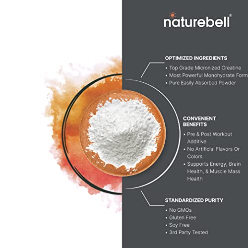 NatureBell 2 Pack Creatine Monohydrate Powder 500g, Unflavored, Micronized V47371