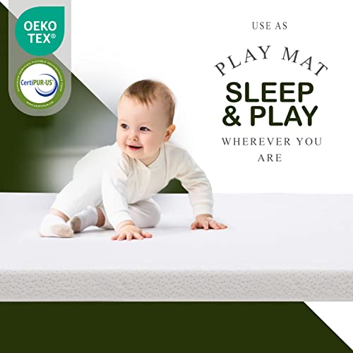 Organic Cotton Crib Topper 2-Inch Memory Foam Mattress Pad, Waterproof Washable Cover for Baby Crib & Toddler Bed G5165