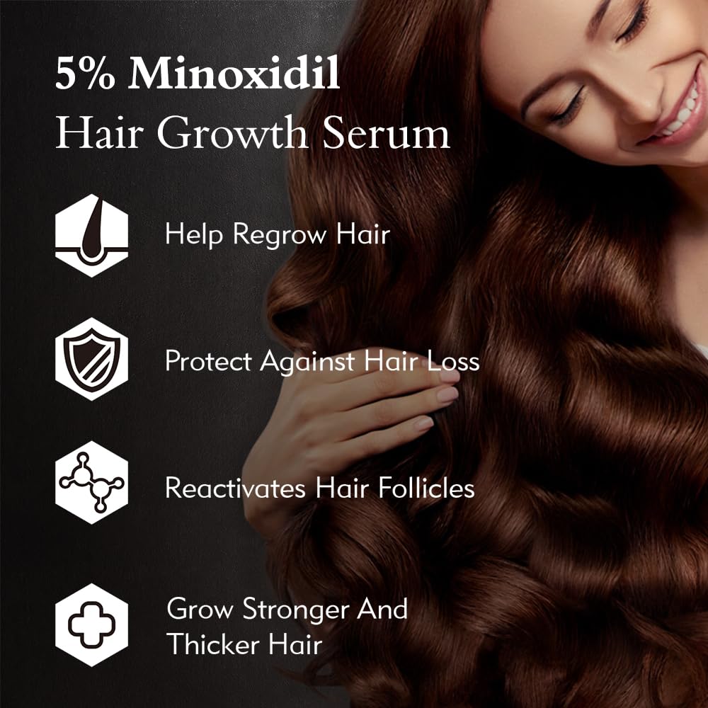 Hair Growth Serum Oil with 5% Minoxidil for Men and Women, 2.11oz C848756