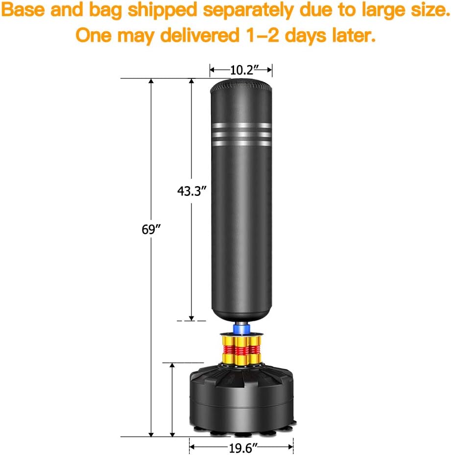 Heavy Punching Bag with Suction Cup Stand for Adults Kickboxing Training, 69" V47521