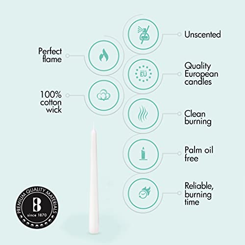 BOLSIUS Long White Taper Candles 10-Inch Unscented Bulk Pack of 30 C5126