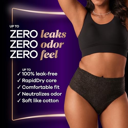 Always Discreet Boutique Incontinence Postpartum Underwear for Women, Maximum Protection, XL, Black, 16 Count C56750
