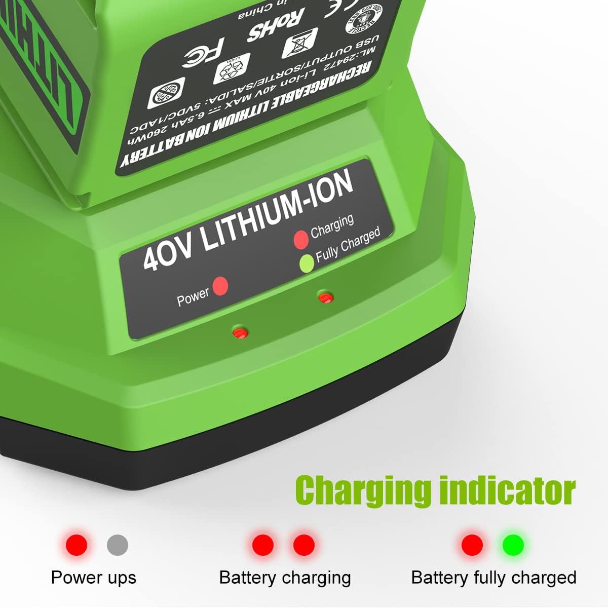Greenworks 40V 6.5Ah Battery Replacement for 29462 29472 29482 L593687