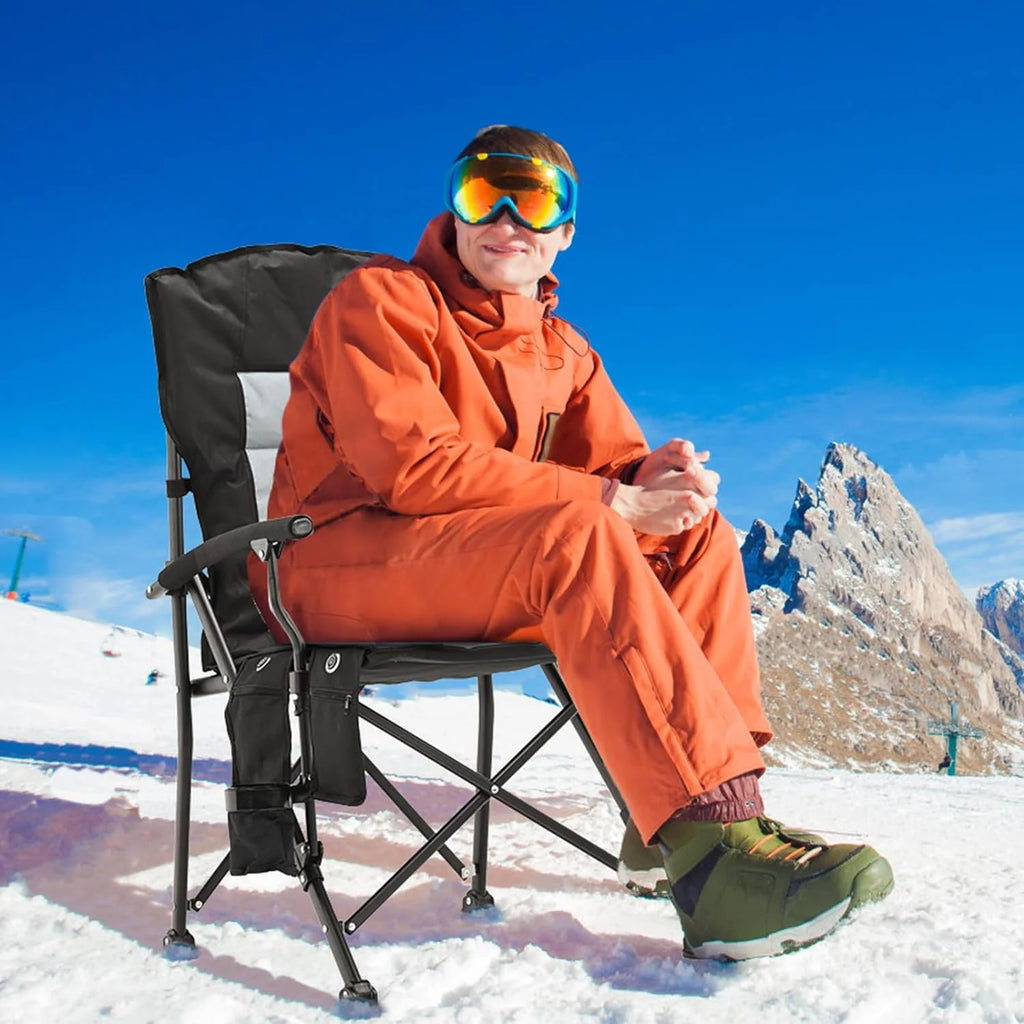 ABORON Heated Camping Chairs, Heavy Duty Folding Chairs for Outdoor, Supports 400 lbs B3131