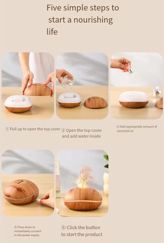 200ML Essential Oil Diffuser with 7-Color LED, Wood Grain D64923