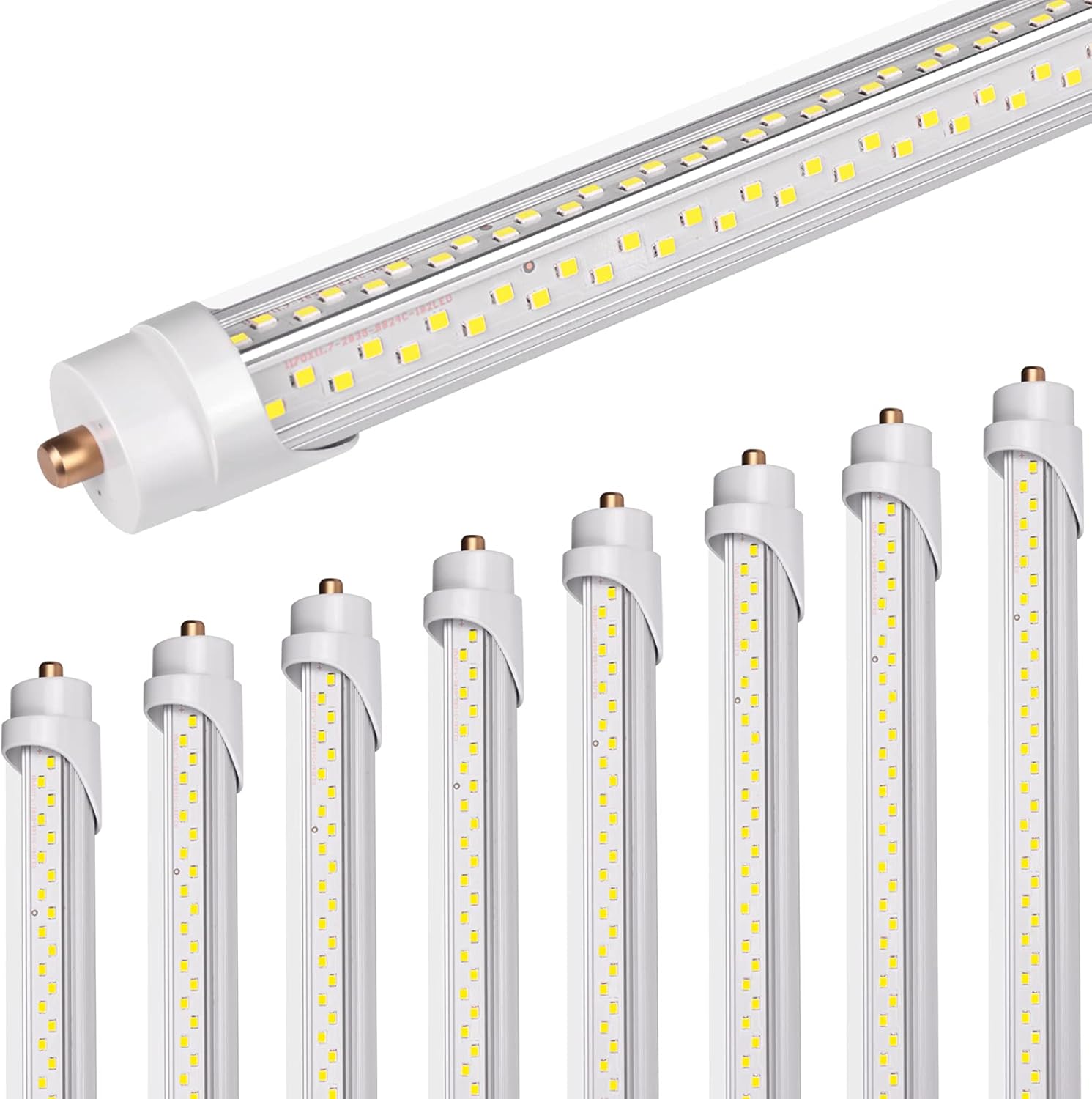 8 Foot LED Bulbs,90W 5000K 12150lm, T8 T10 T12 8ft LED Bulbs Fluorescent Light Replacement, FA8 Single Pin V Shaped LED Tube Light, Clear Cover (8 Pack)