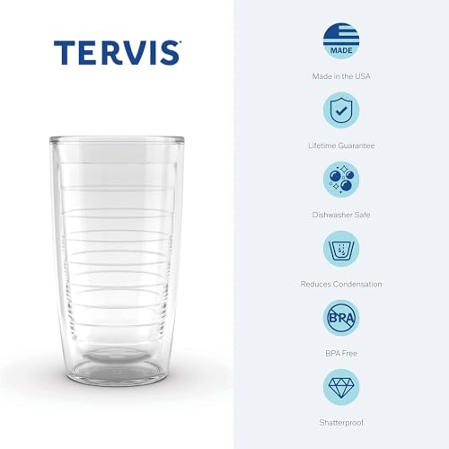 Tervis Crystal Clear Double Walled Insulated Tumbler Travel Cup, 16oz, 4pk, Made in USA U688