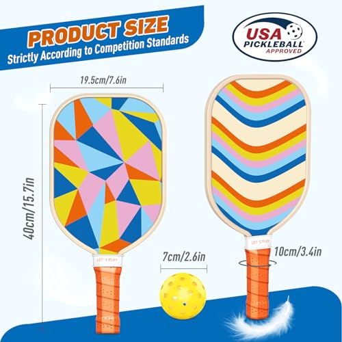 Pickleball Paddles Set of 4, USAPA Approved Wood with Balls and Carry Bag S59916
