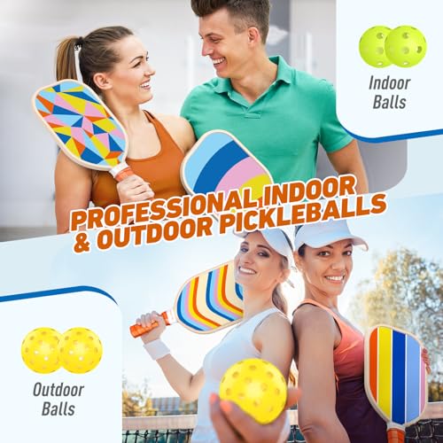 Pickleball Paddles Set of 4, USAPA Approved Wood with Balls and Carry Bag S59916