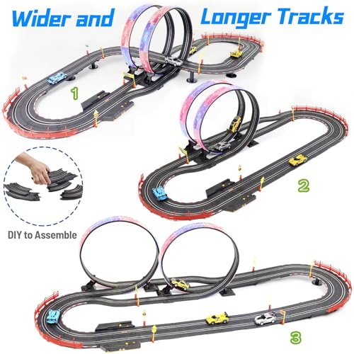 Slot Car Race Track Set, 23ft Battery Powered with 4 Cars, Loop & Crossover for Boys 6-12 U9520
