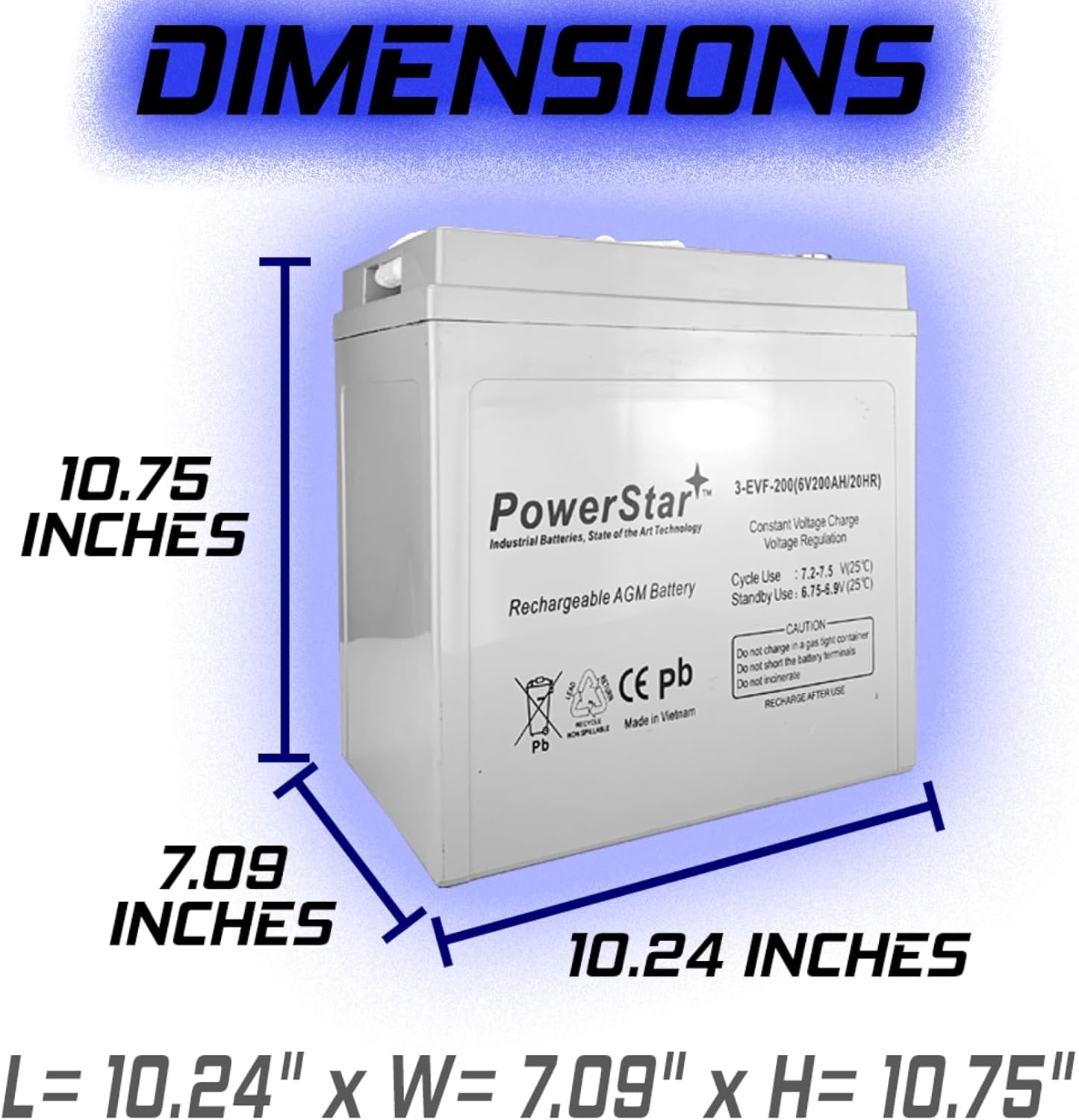 PowerStar Replacement for Trojan T-105 GC2 6V 200Ah Deep Cycle Battery x2 M8473