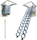TECHTONGDA Attic Ladder 12 Steps Pull Down Attic Stairs, Folding Ladder Extension Loft Stair, Ceiling Mounted Retractable Loft Ladder, Carbon Steel Attic Access Ladder, 31.5 x 35.4 Inch, 9.8ft Height