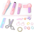 Mailuren® Wooden Makeup Toy Set, Pretend Makeup Kit for Girls, Pretend Wood Beauty Salon Toys with Hair Dryer, Hair Clippers and Styling Accessories, Pretend Play Toy for Girls