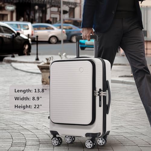 Carry-On Luggage 20 Inch Front Open Hardside Suitcase with TSA Lock and USB Port R4133