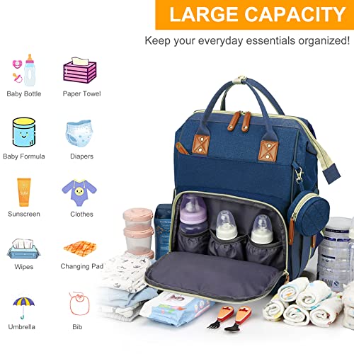 Waterproof 3-in-1 Diaper Bag Backpack with Changing Pad, Grey H8464