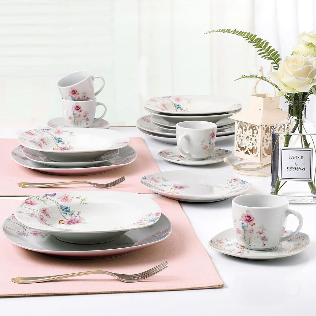 Lorren Home Trends Porcelain 20 Piece Square Dinnerware Set for 4, White R75000