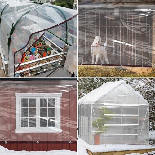 9.8x8.2 Ft Thicken Clear Waterproof Tarp with Grommets P5388