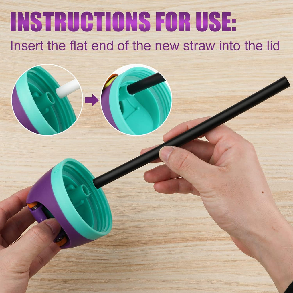 Replacement Straws for Owala FreeSip 24oz, 6pcs with Cleaning Brush, Black and White X136