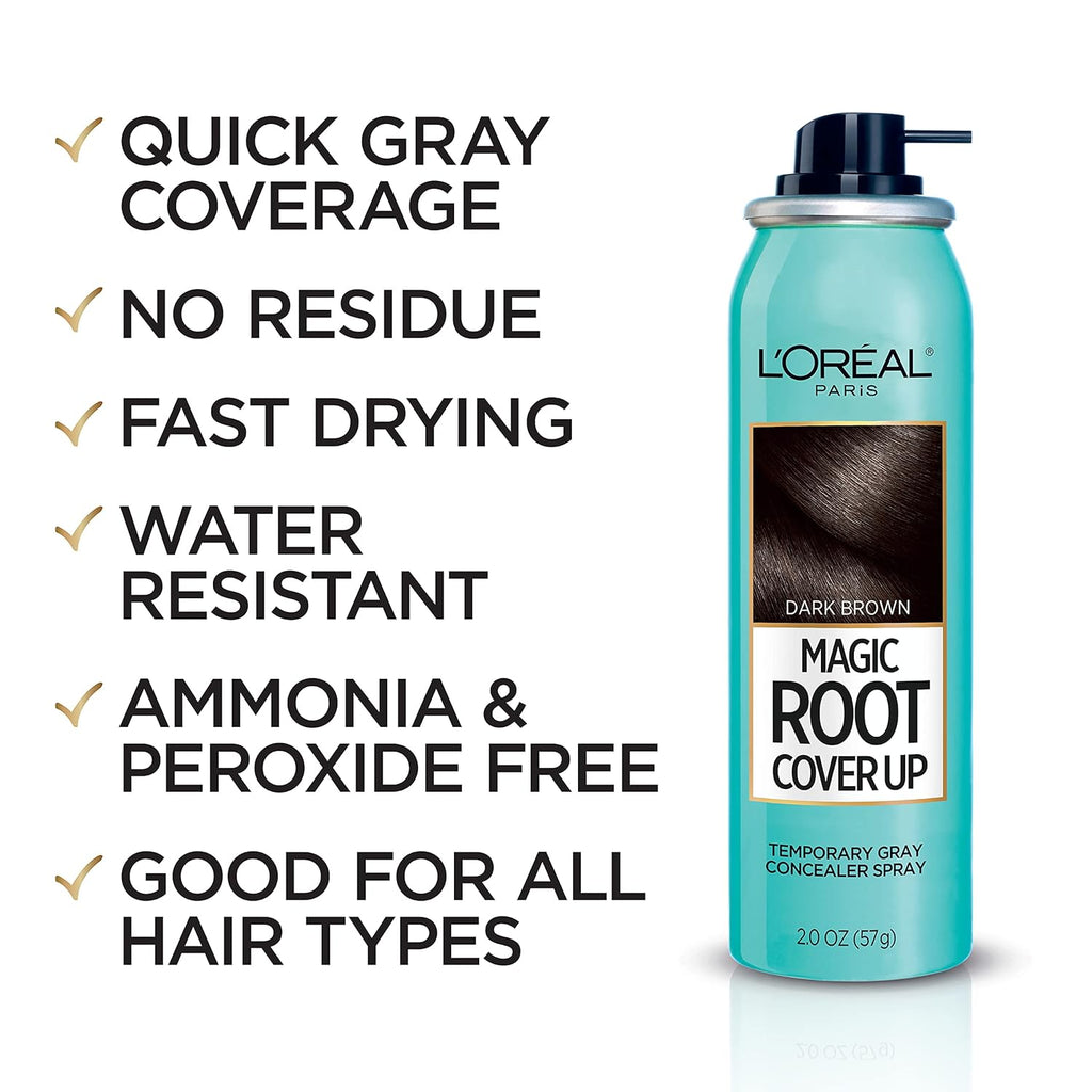 L'Oreal Paris Magic Root Cover Up Gray Concealer Spray Light Brown & Dark Brown Bundle L798