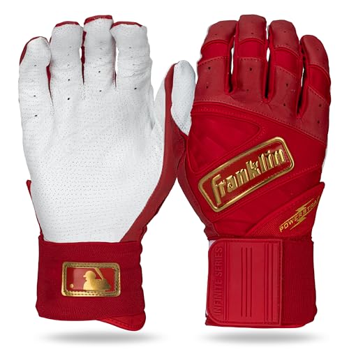 Franklin Sports MLB Batting Gloves - Infinite Powerstrap Baseball + Softball Batting Gloves -Durable Full Wrap Cage Practice Gloves - Reinforced Wrist + Heavy Duty Leather