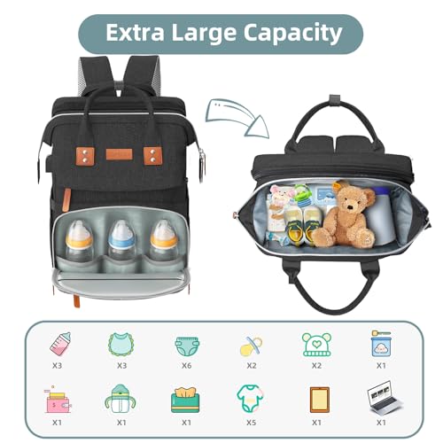 Diaper Bag Backpack with Changing Station, Black N145084