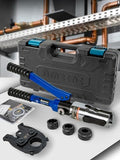 AMZCNC Copper Tube Fittings Pipe Crimping Tool with 1/2 inch,3/4 inch and 1 inch Jaw Copper Pipe Press Crimpers Pressing Pliers,Suit for Narrow Space and Tee Fitting，Hydraulic drive