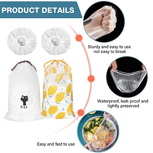 200PCS Reusable Elastic Plastic Bowl Covers for Food Storage E266726
