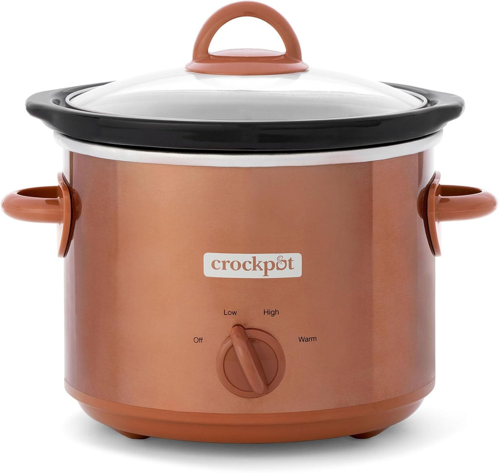 Crock-Pot 3 Quarts Manual Design Series Slow Cooker with 3 Manual Heat Settings Cooks Meals for 3 Plus People with Removable Stoneware Bowl, Copper