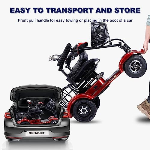 Folding 4-Wheel Mobility Scooter for Adults with Lights, Red U402
