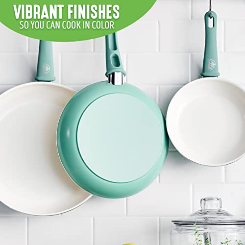 GreenLife Soft Grip Ceramic Nonstick Frying Pan Skillet Set 8" 10" 12", PFAS-Free, Dishwasher Safe, Soft Pink U583148
