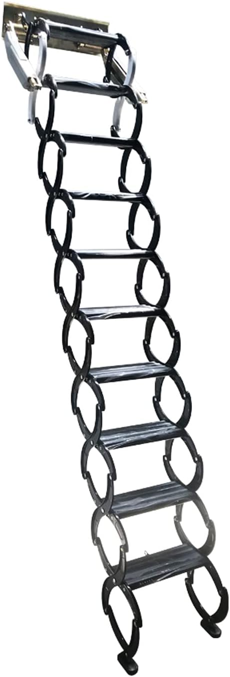 TECHTONGDA Folding Attic Ladder, 12 Steps Alloy, 9.8ft Max Height F60108