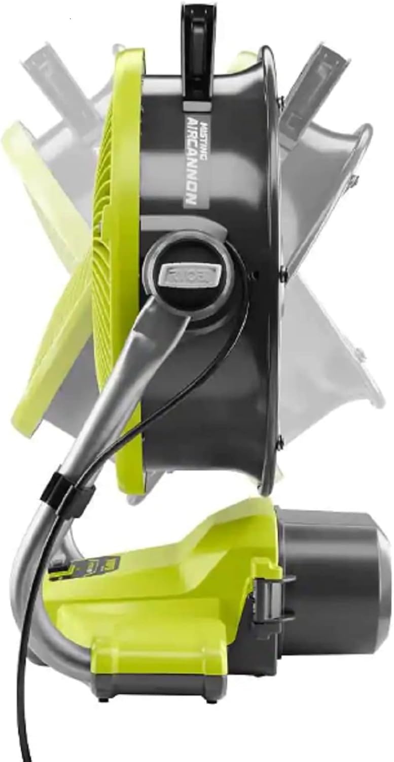 RYOBI ONE+ 18V Cordless Hybrid Whisper Series 12 in. Misting Air Cannon Fan Kit with 4.0 Ah Battery and Charger S2517