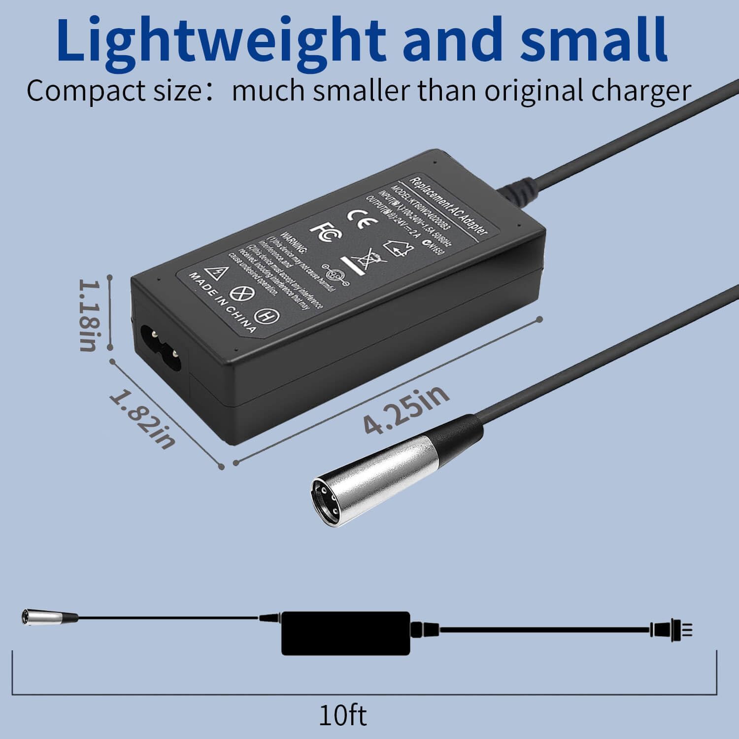 24V 2A 3-Pin XLR Electric Scooter Battery Charger for Pride Mobility W7549