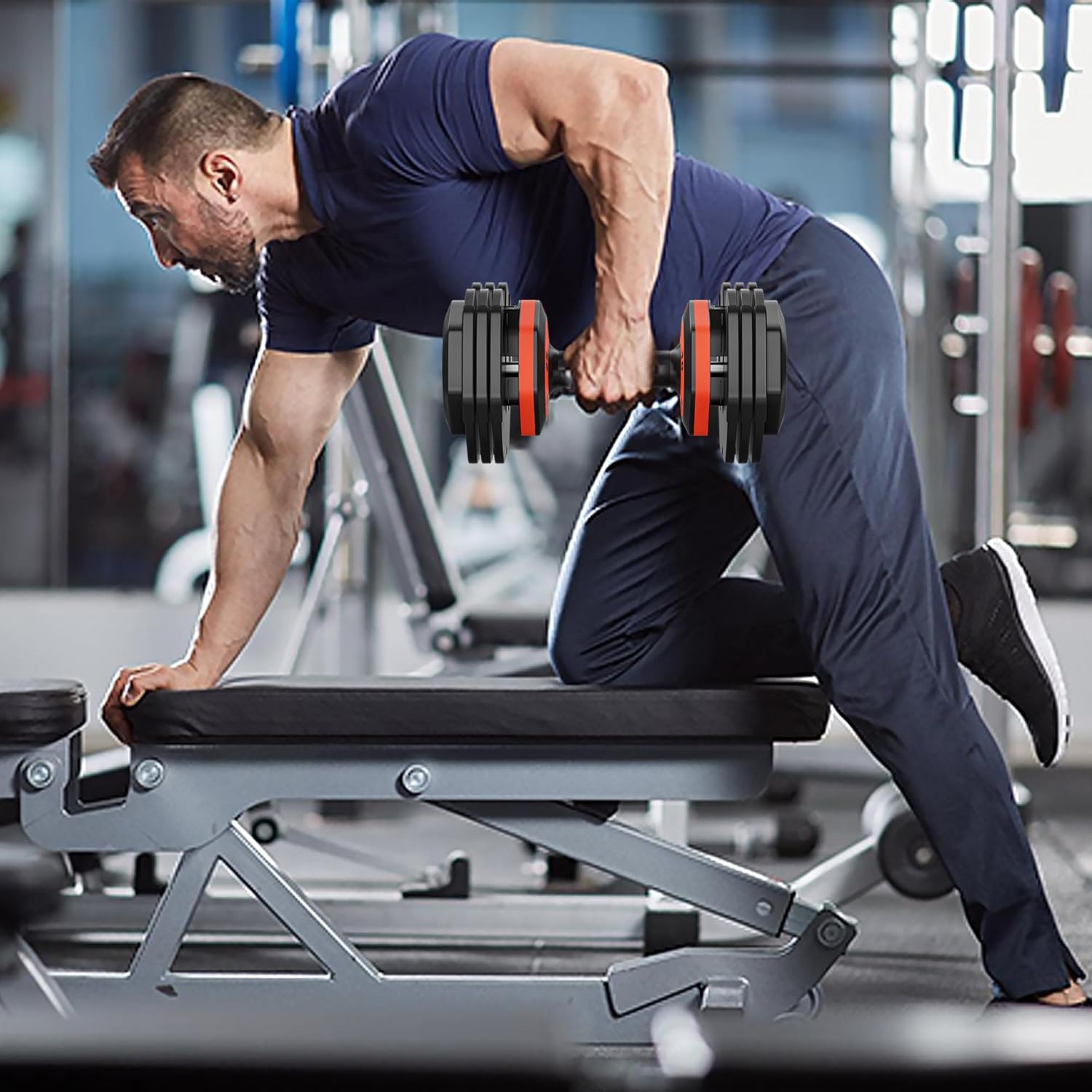 55LB 5-in-1 Single Adjustable Dumbbell with Anti-Slip Metal Handle Y290