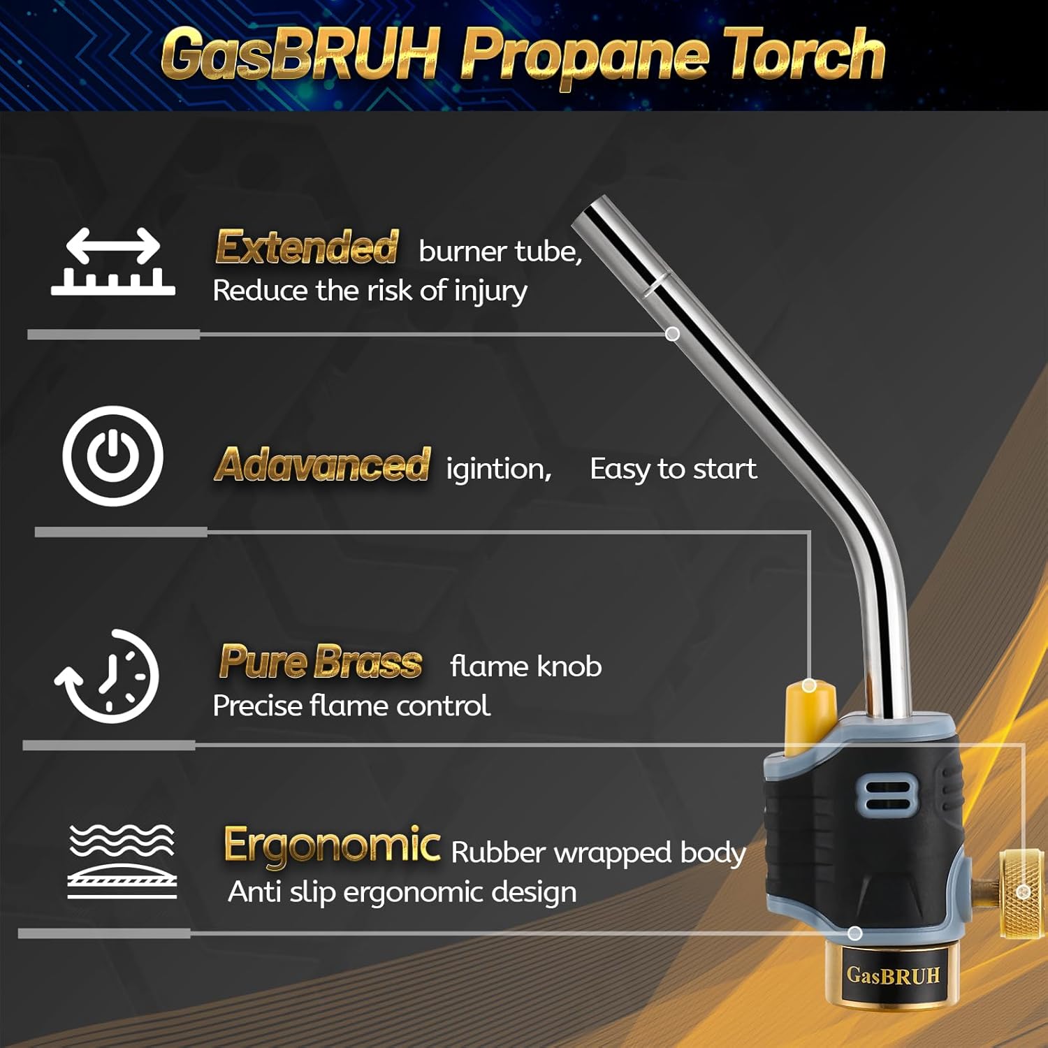 Propane Torch Head with Trigger Start Self Ignition, MAPP Gas Torch Kit M905828