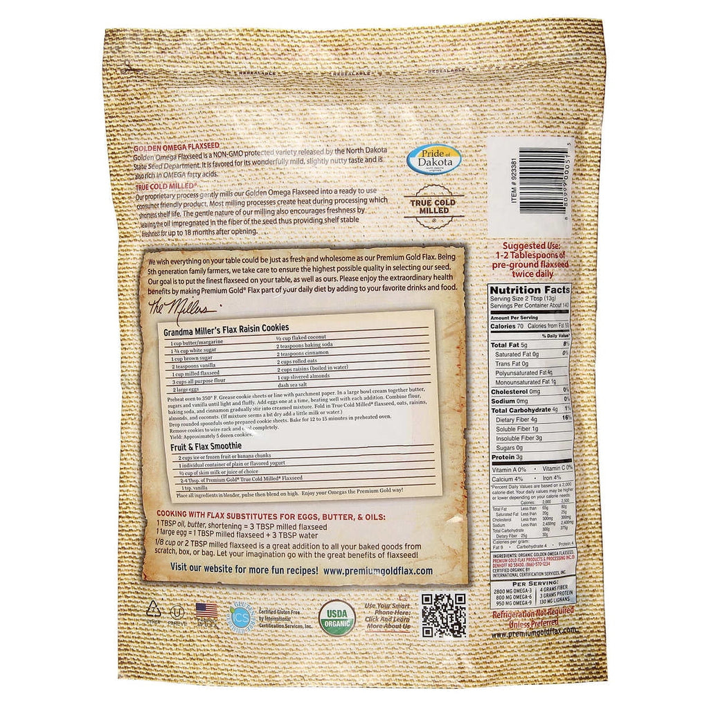 Organic Golden Omega Medium Ground Flaxseed, 4lb F8289