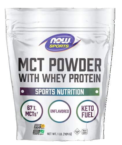 NOW Sports Nutrition, MCT Powder With Whey Protein Isolate, 67% MCTs, Unflavored Powder, 1-Pound