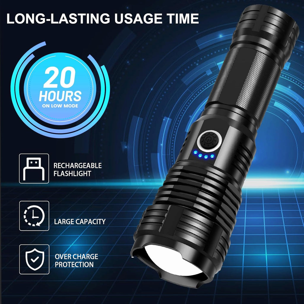 Rechargeable Flashlight High Lumens, 5 Modes, Waterproof, 2 Pack H2399