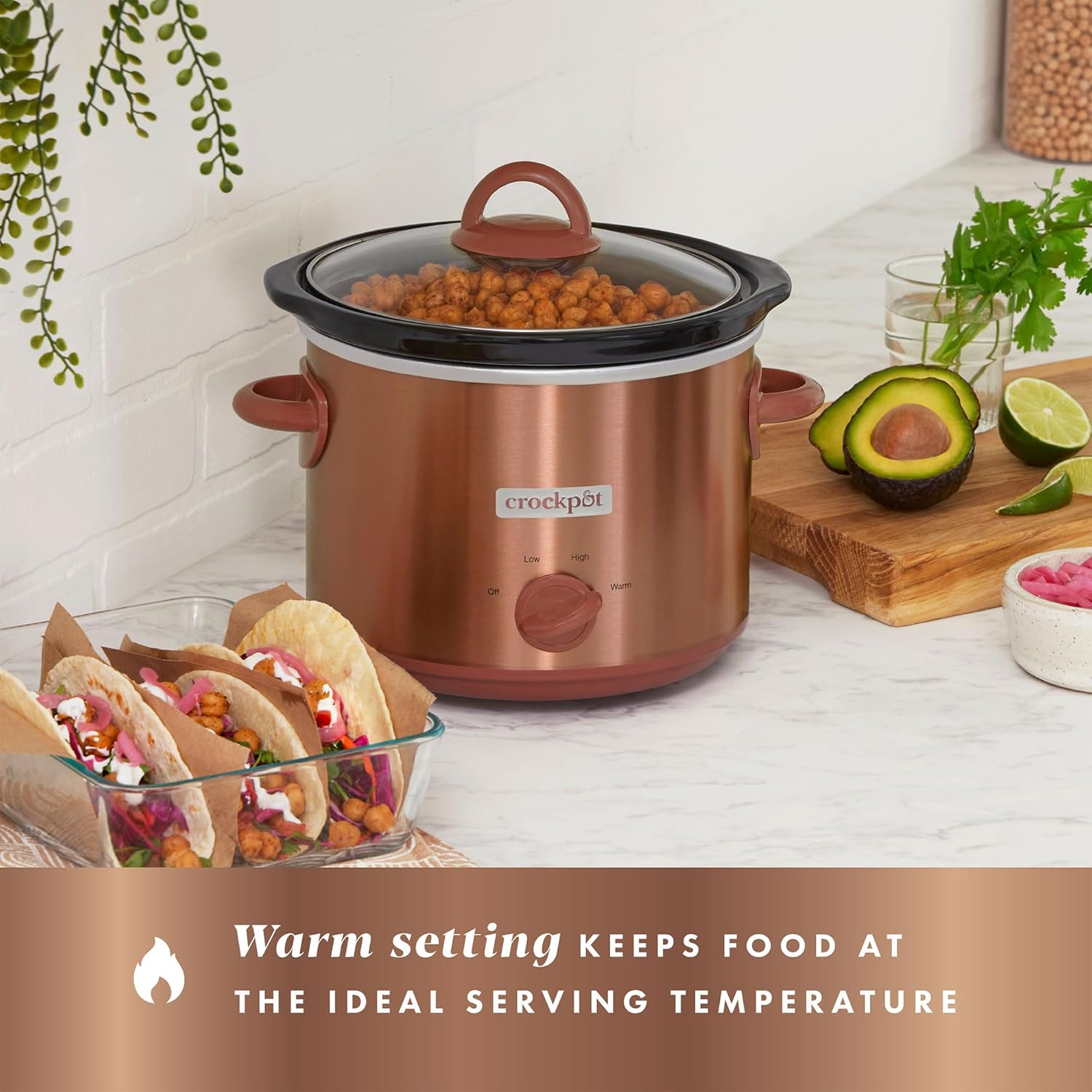 Crock-Pot 3 Quart Manual Slow Cooker with Removable Stoneware Bowl, Copper K5795