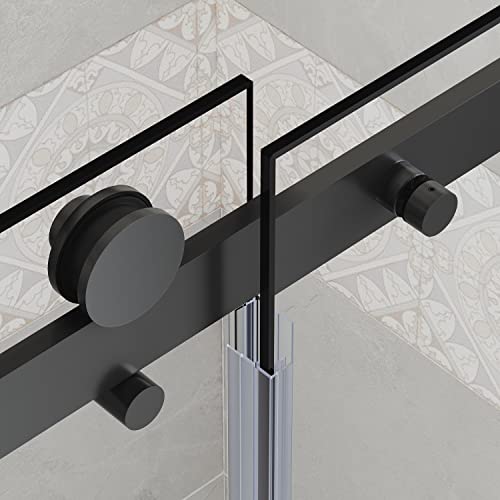 SUNNY SHOWER Frameless Sliding Tub Door 58.5-60" W x 62" H Matte Black V628174