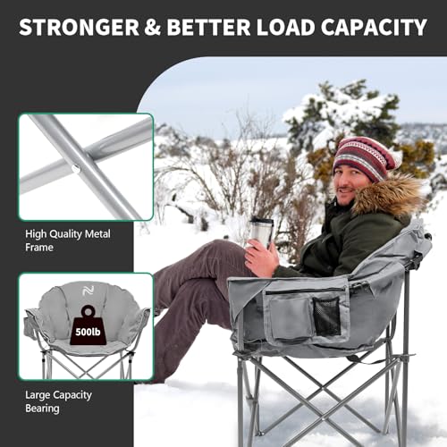 DoCred Heated Camping Chair - Folding Portable for Outdoor Sports, Supports 500 Lbs V8467