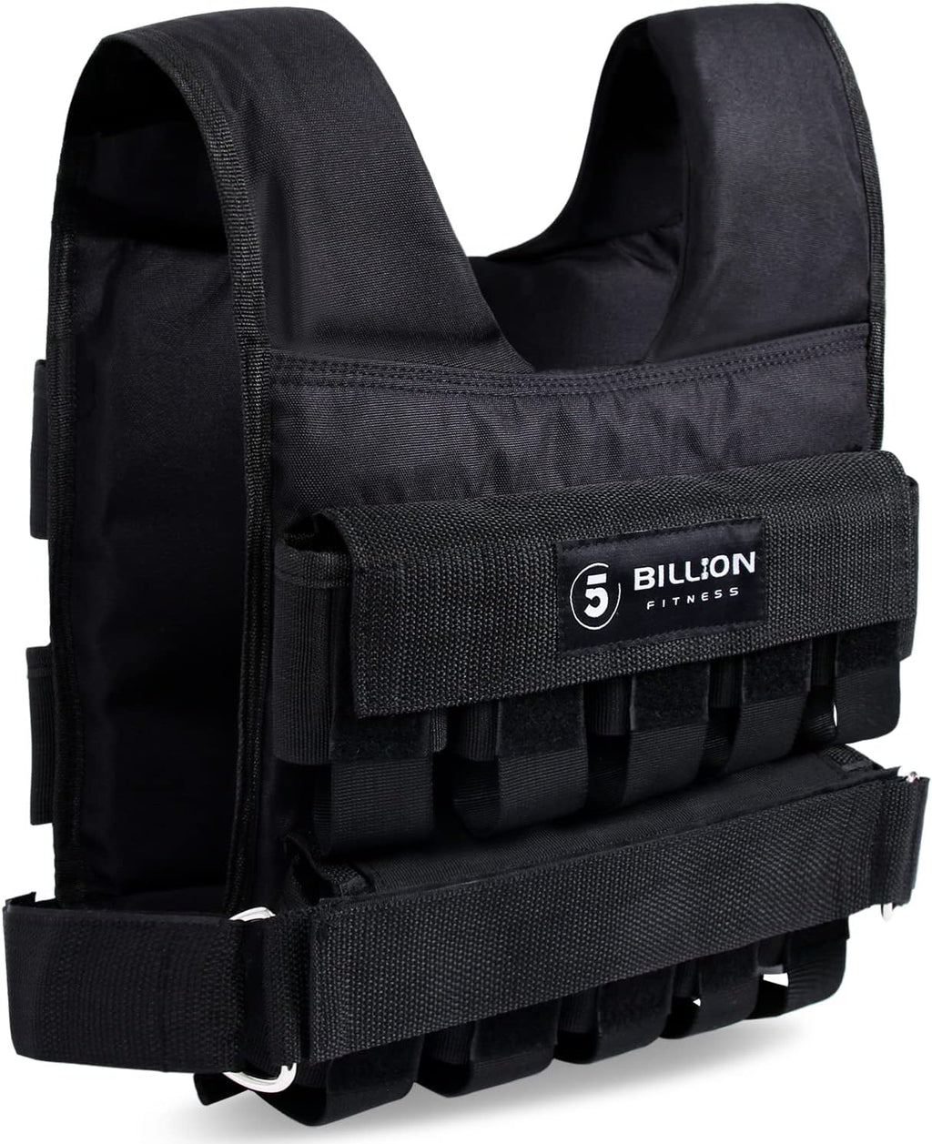 Adjustable Weighted Vest 0-44lbs,5BILLION Weight Vest with Solid Bar Weights,Body Weight Vest for Men Women,Strength Training Workout Vest for Running Pushups Squats,Pockets On the Back and Front